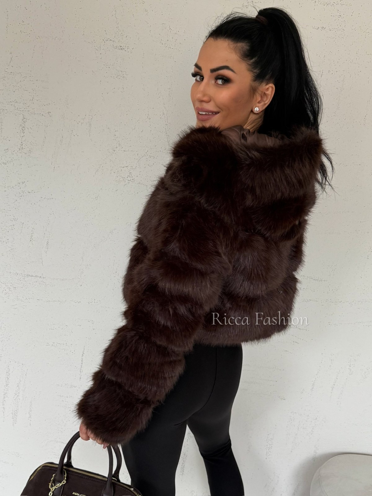 Kurtka/futerko z kapturem DONNA, chocolate