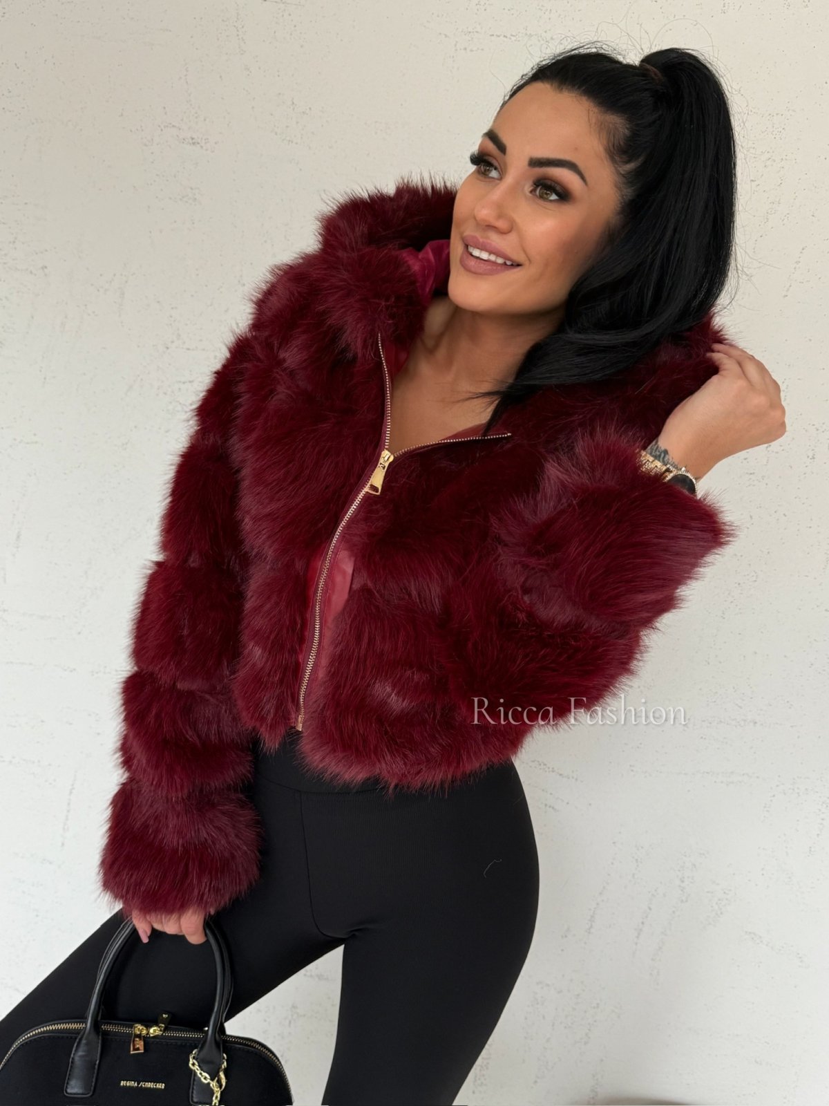 Kurtka/futerko z kapturem DONNA, bordo