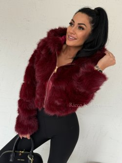 Kurtka/futerko z kapturem DONNA, bordo