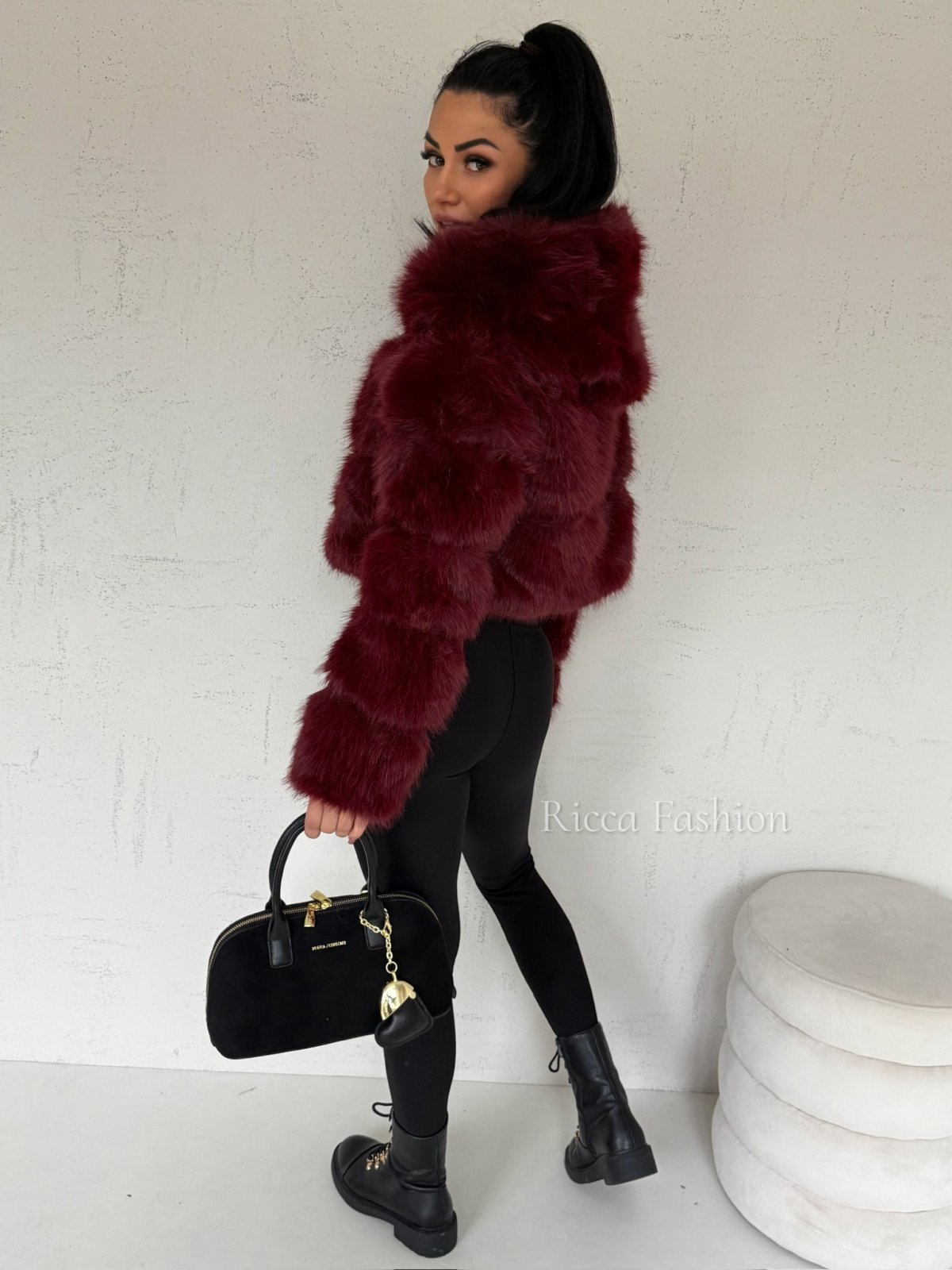 Kurtka/futerko z kapturem DONNA, bordo