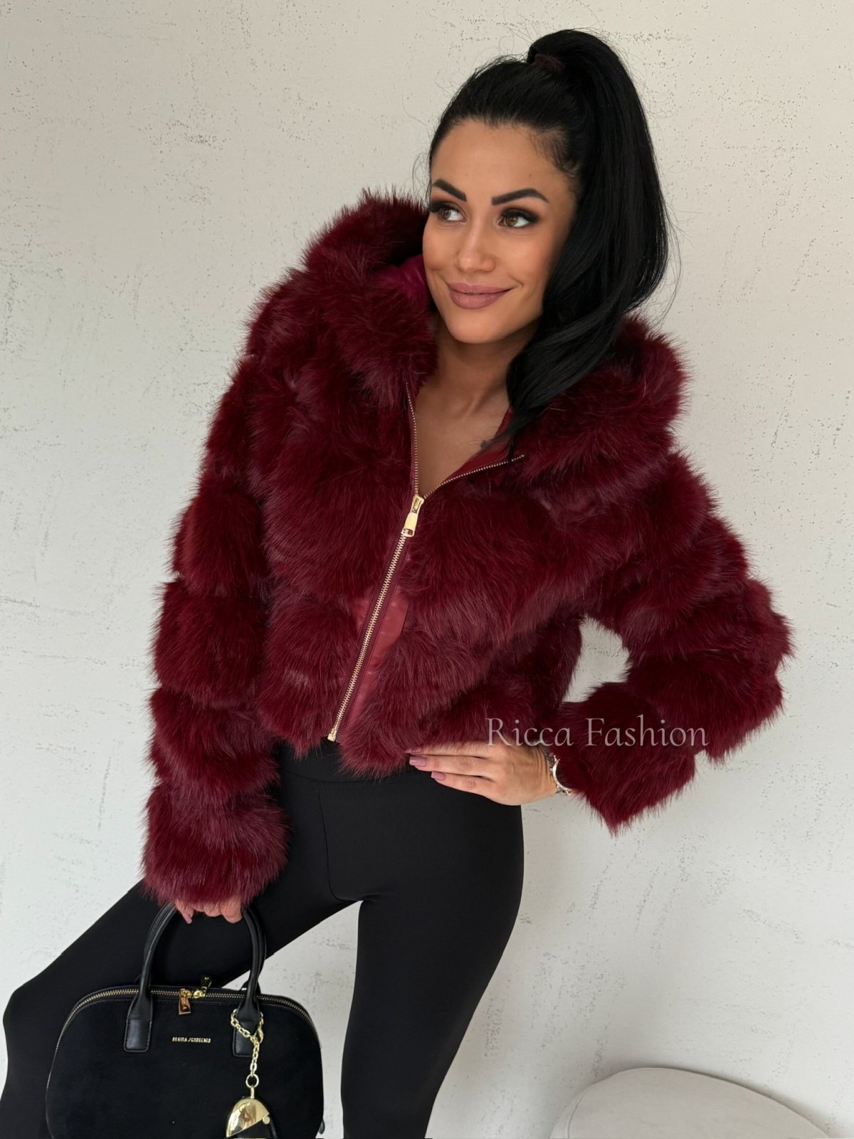 Kurtka/futerko z kapturem DONNA, bordo