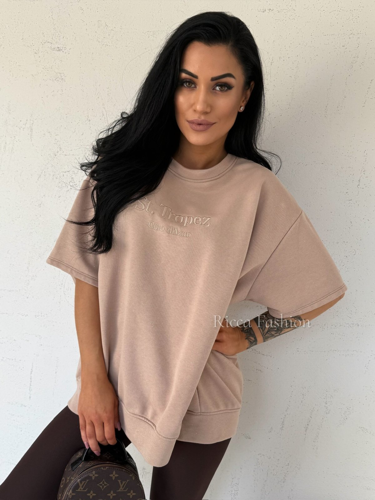 T-shirt bawełniany ST.TROPEZ, beige