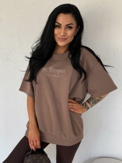 T-shirt bawełniany ST.TROPEZ, mocca