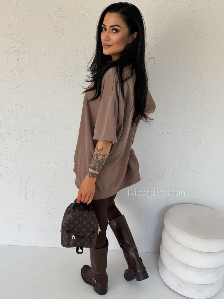 T-shirt bawełniany ST.TROPEZ, mocca