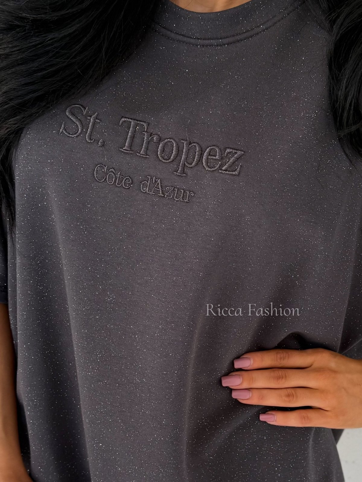 T-shirt bawełniany ST.TROPEZ, graphite