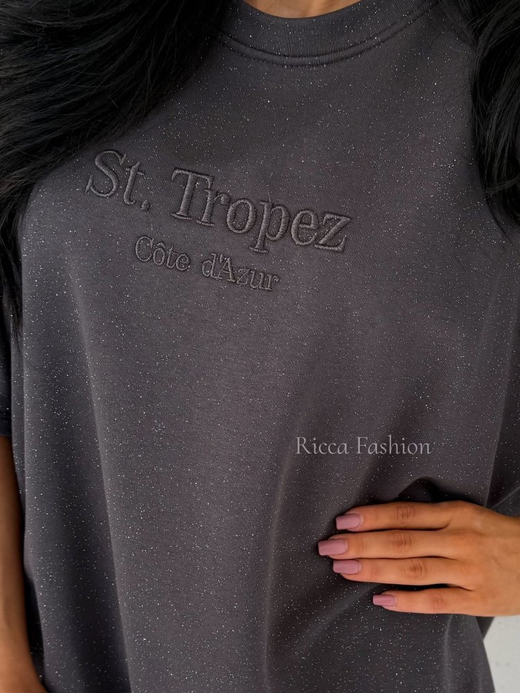 T-shirt bawełniany ST.TROPEZ, graphite