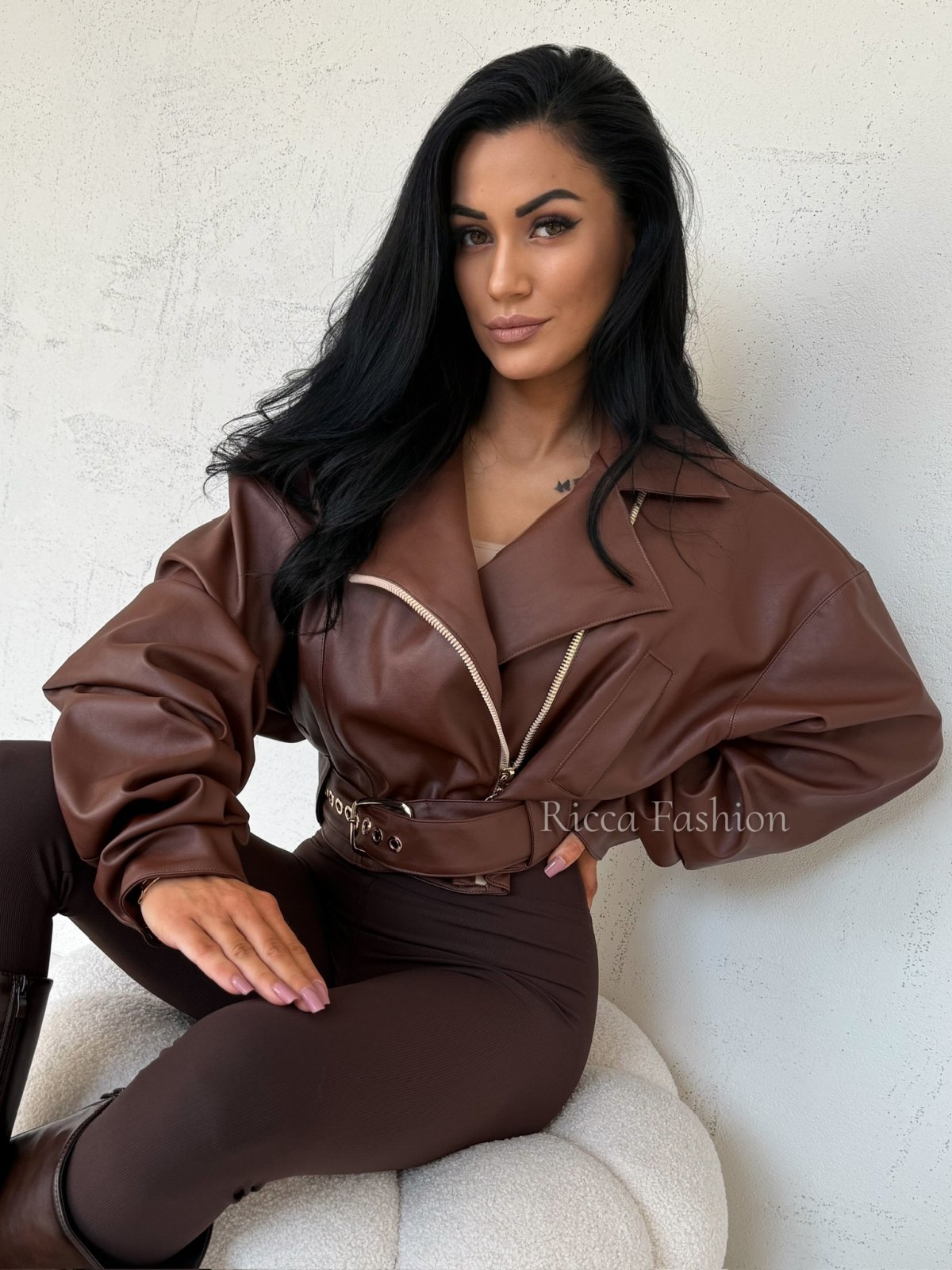 Ramoneska skórzana LOTTI, brown