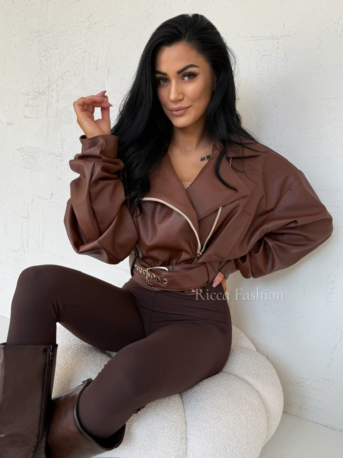 Ramoneska skórzana LOTTI, brown