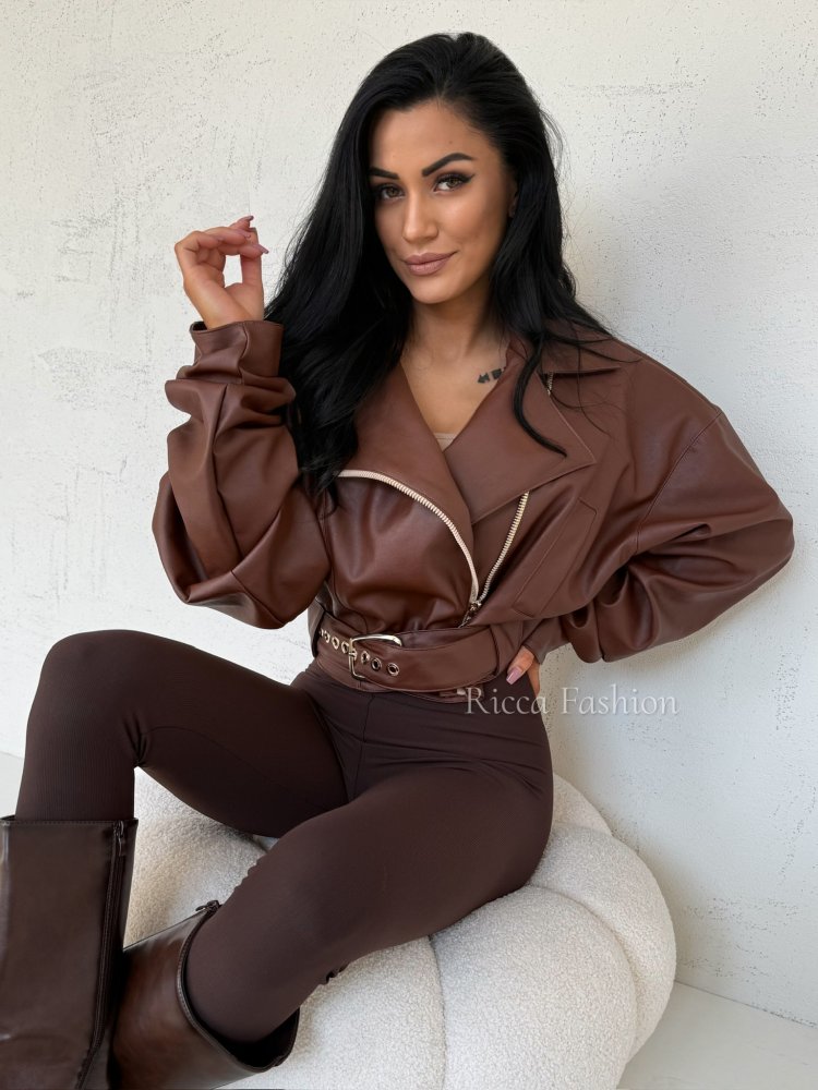 Ramoneska skórzana LOTTI, brown