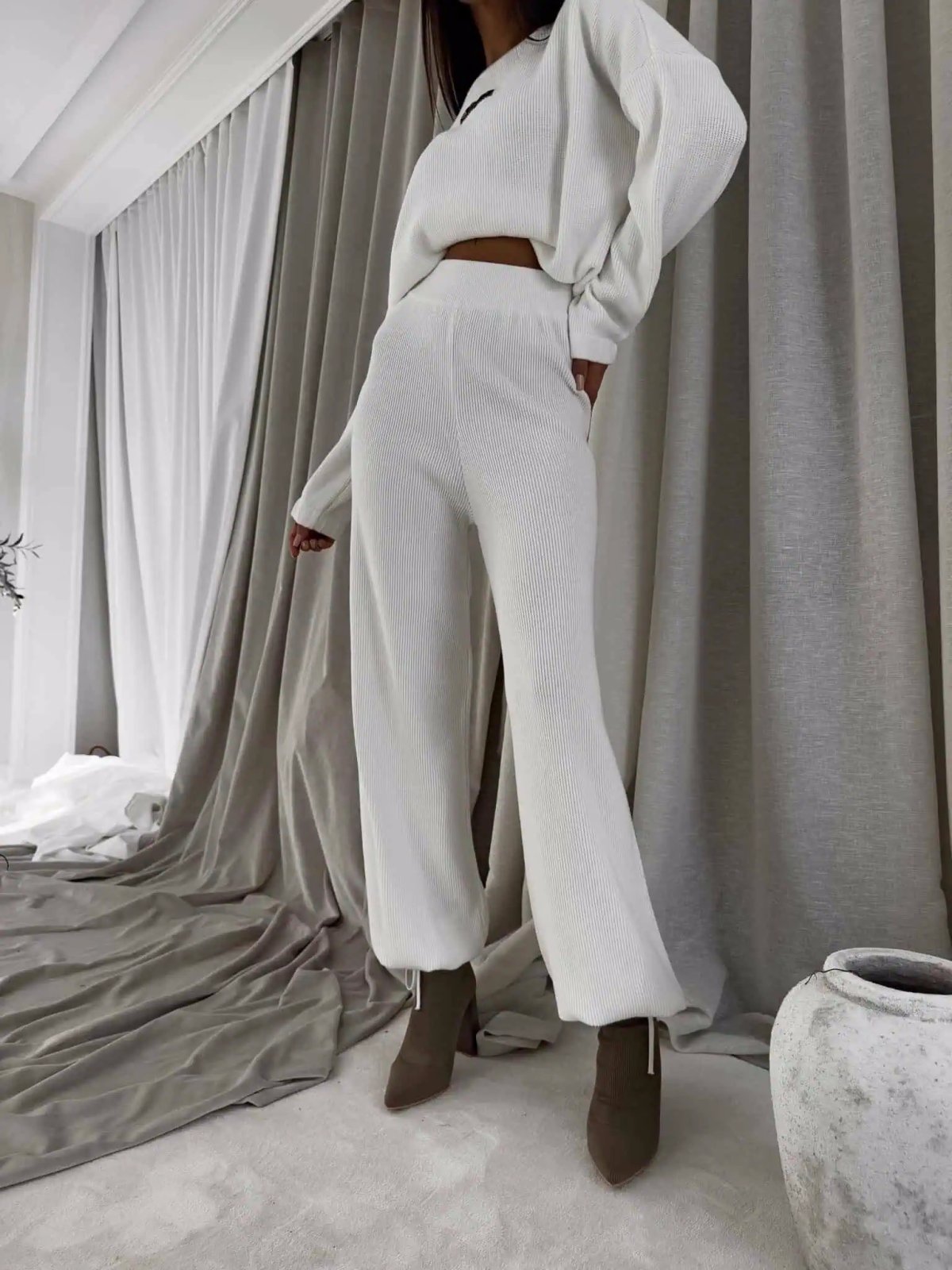 Komplet z kaszmirem CANVAS, ecru