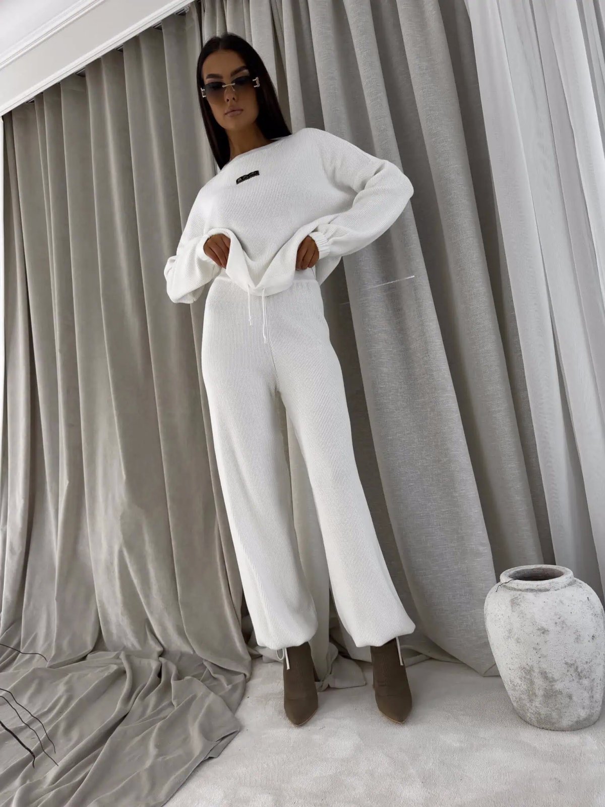 Komplet z kaszmirem CANVAS, ecru