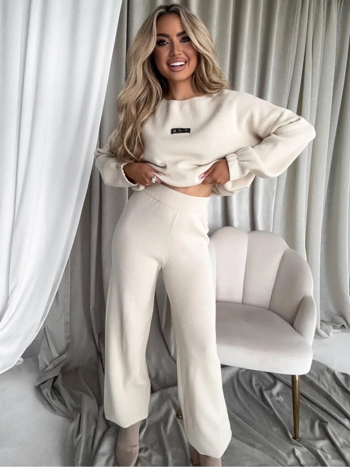 Komplet z kaszmirem CANVAS, jasny beż