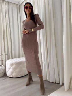 Sukienka z kaszmirem LORDIS, mokka