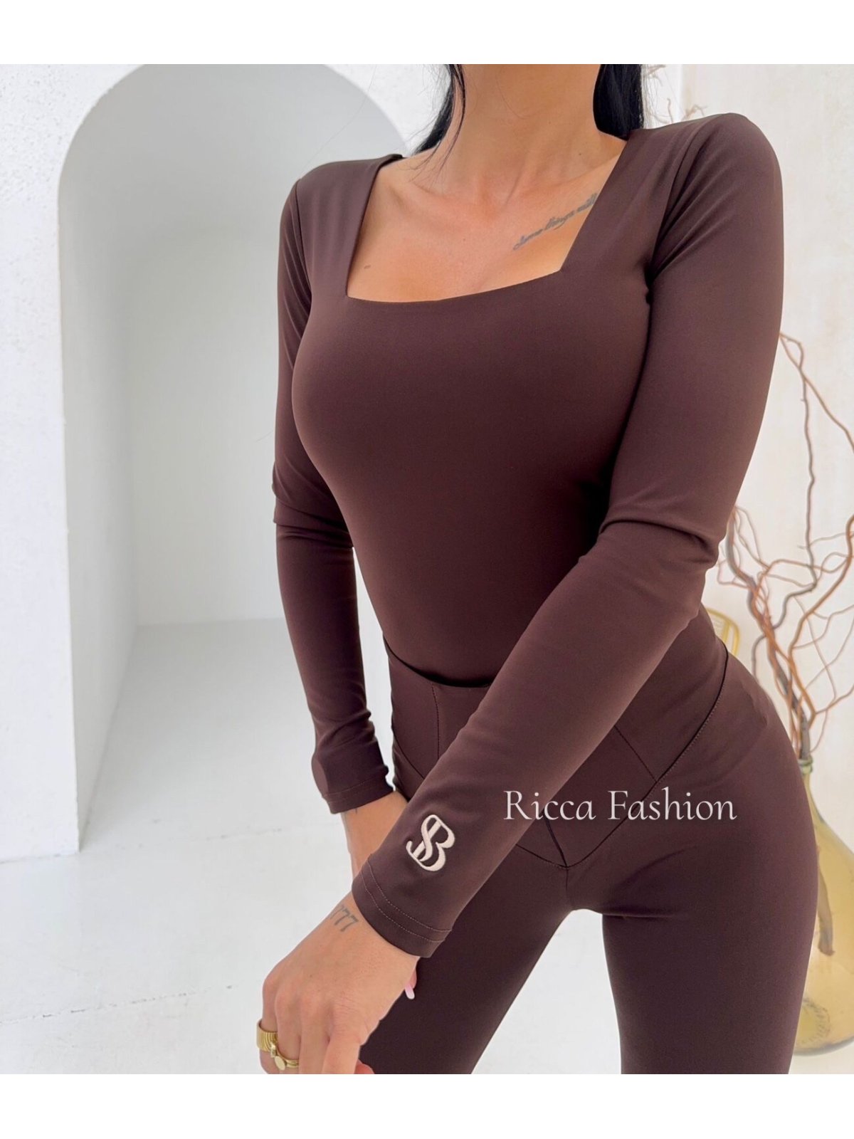 Bluzka z wiskozą KARO, chocolate