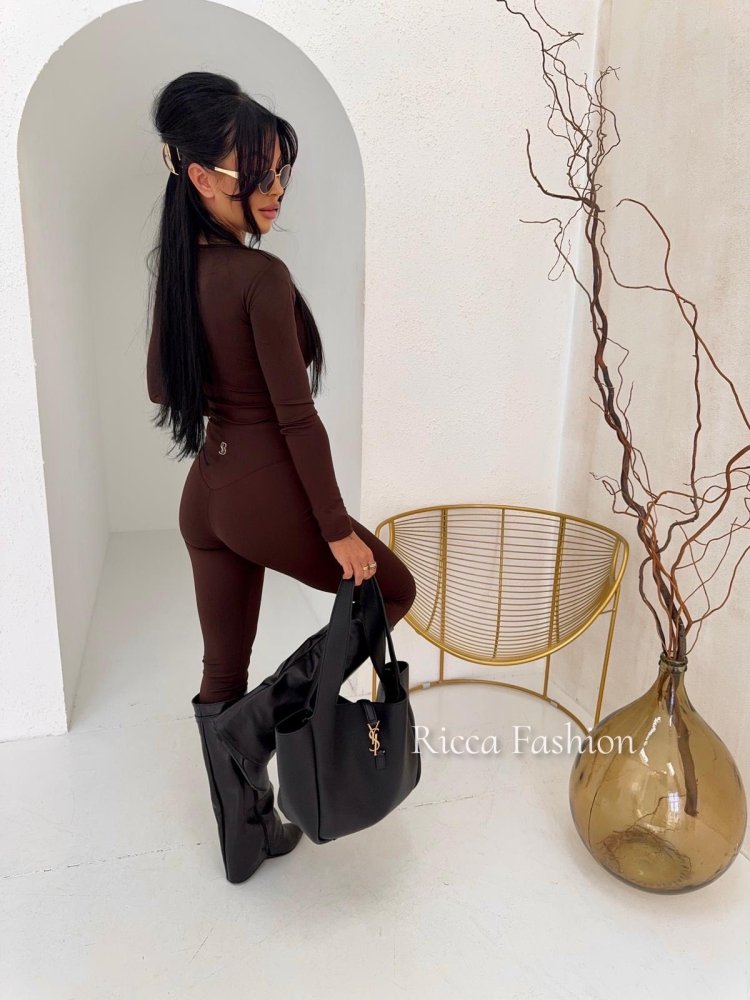 Legginsy premium CORSET, chocolate