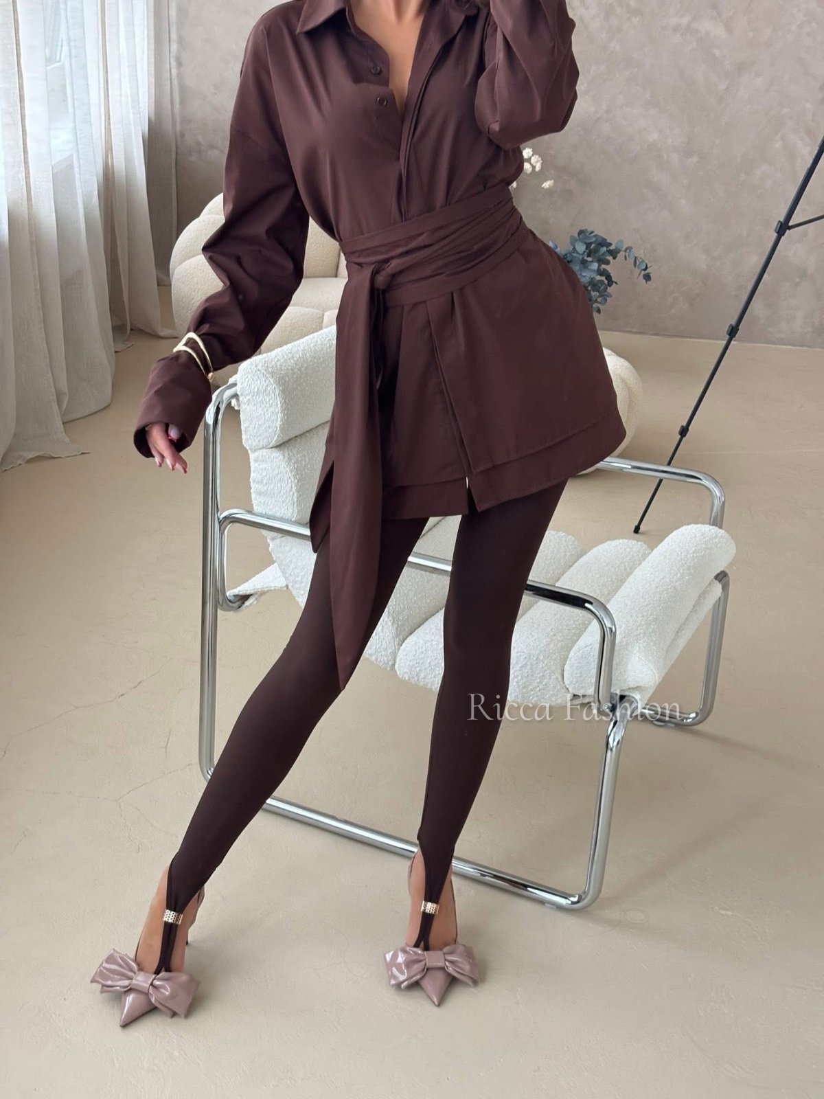 Koszula z wiskozy premium LORDIA, chocolate