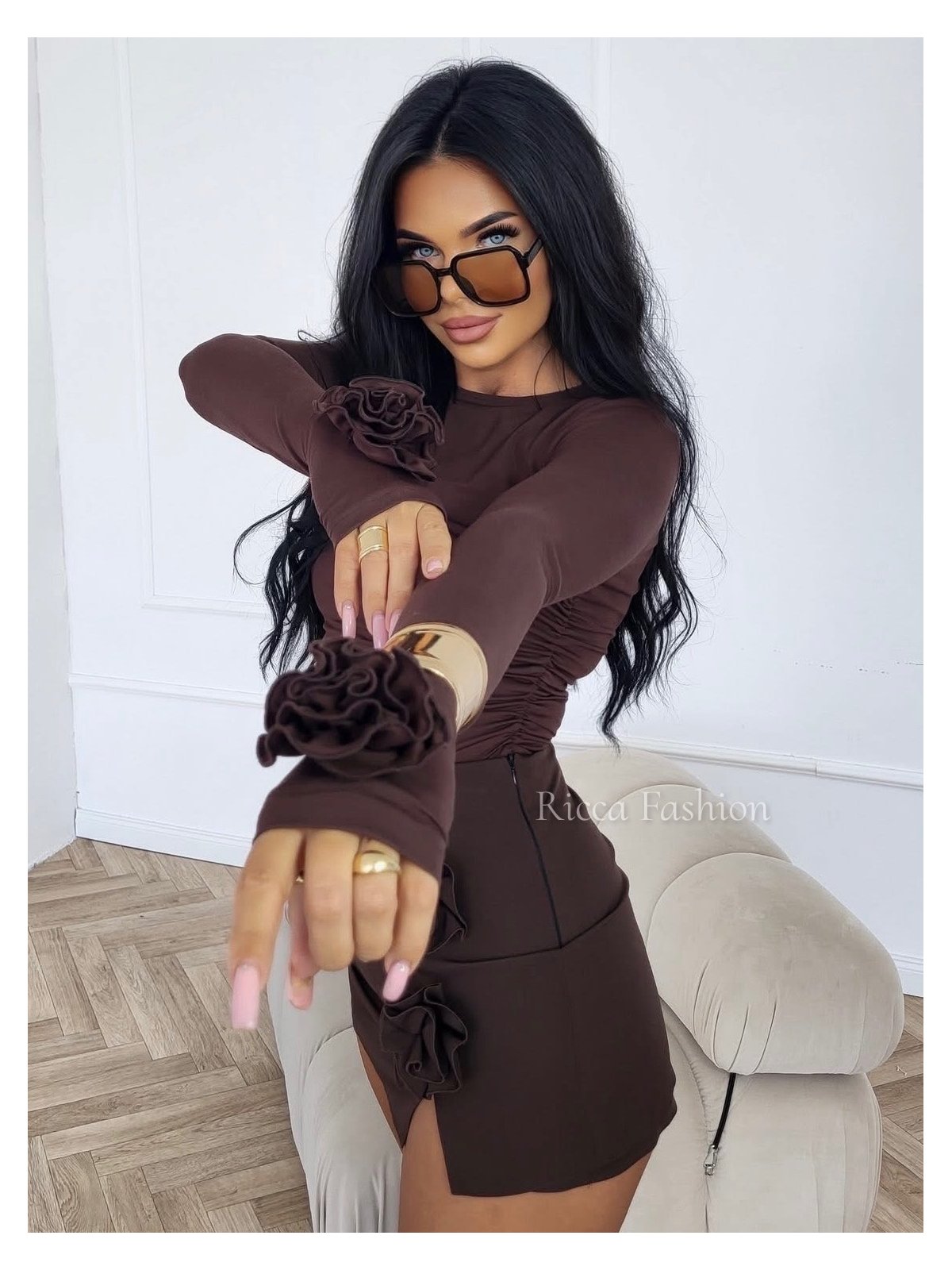 Bluzka z wiskozą premium ROSINA, chocolate