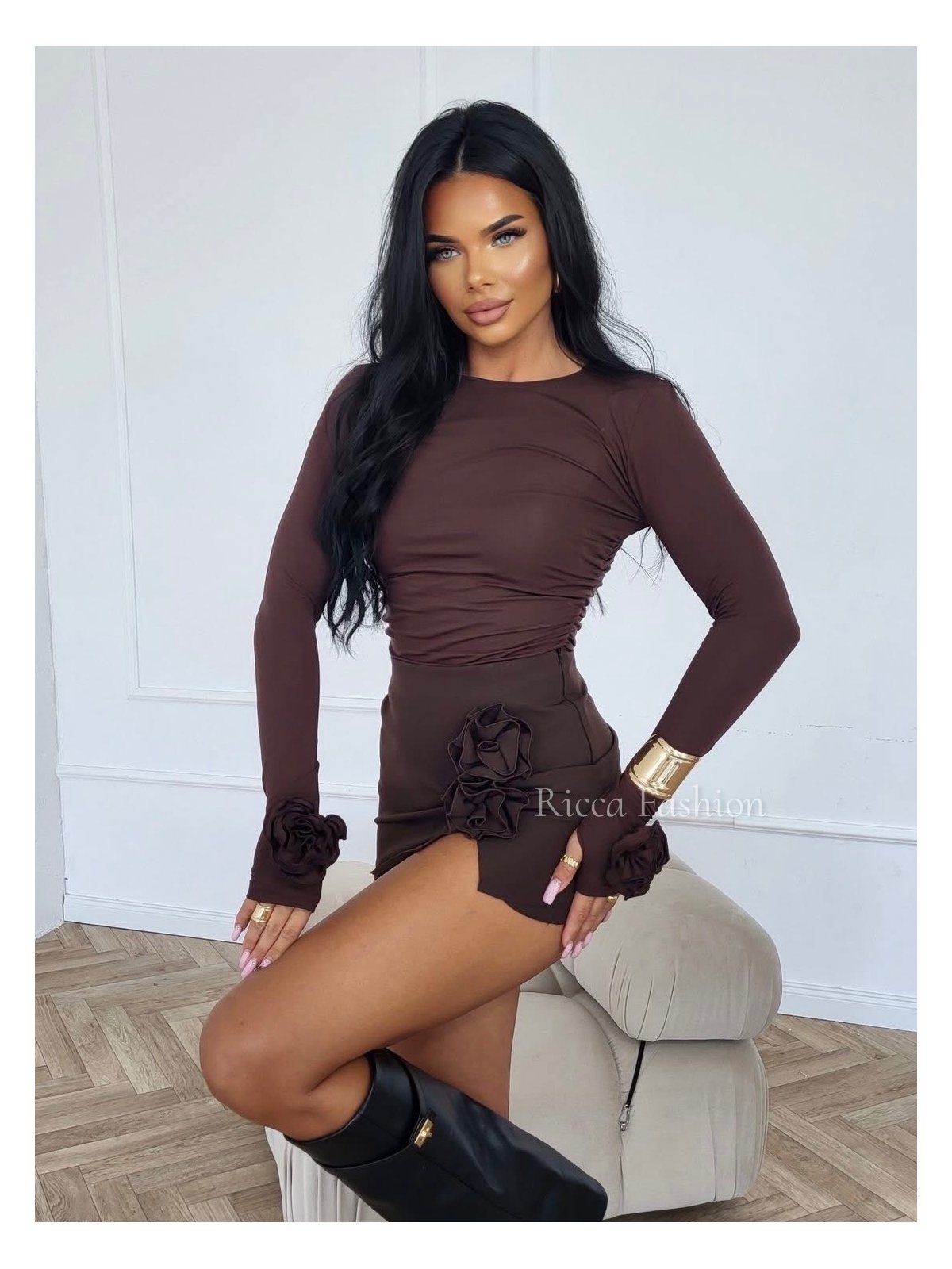 Bluzka z wiskozą premium ROSINA, chocolate