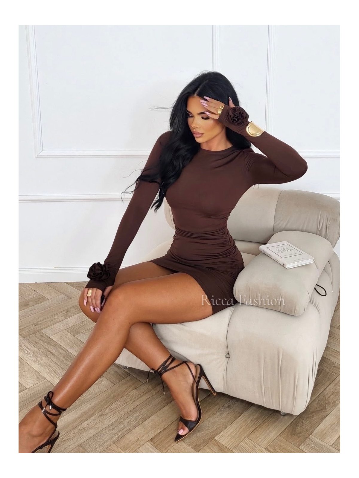 Sukienka z wiskozą premium ROSALIA, chocolate