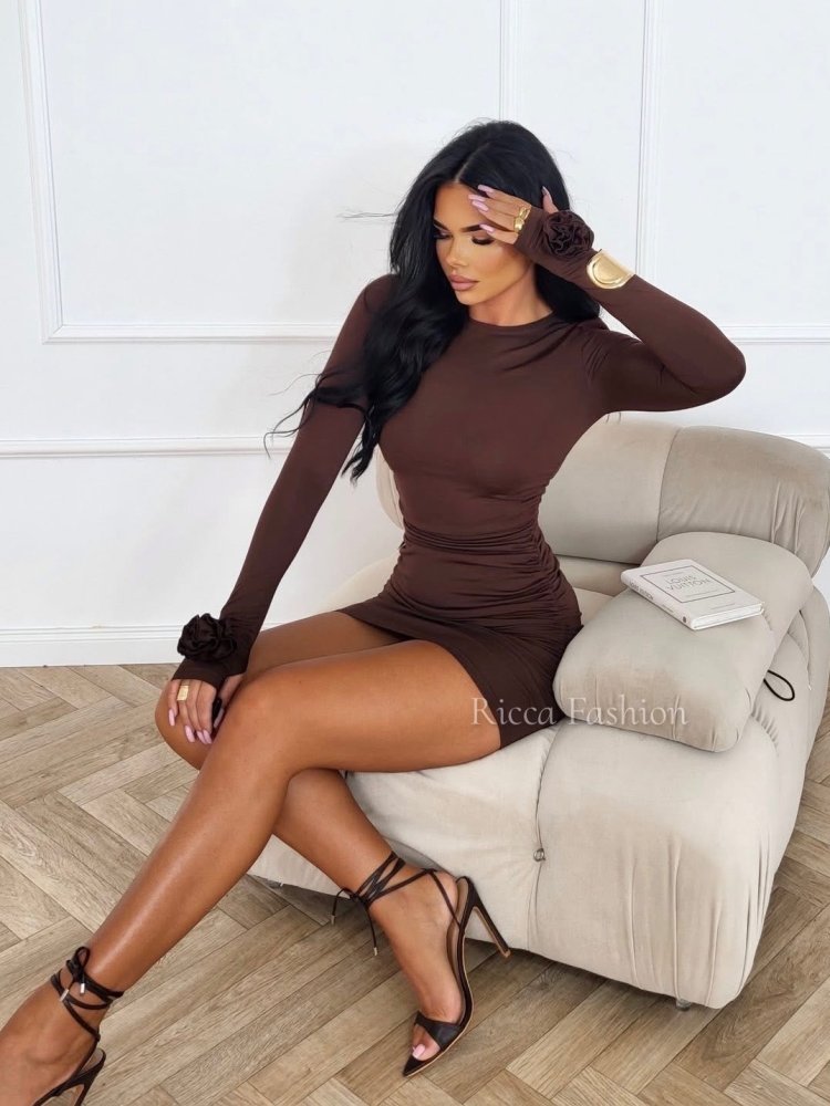 Sukienka z wiskozą premium ROSALIA, chocolate