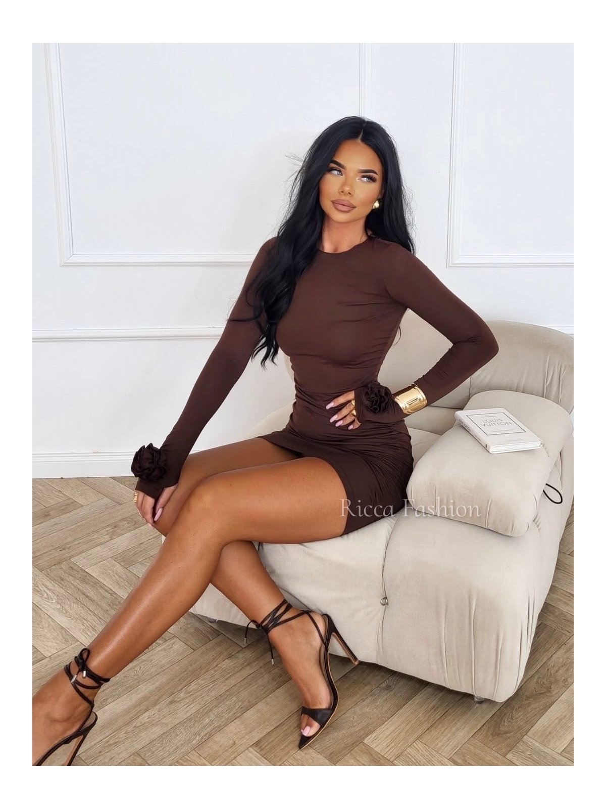 Sukienka z wiskozą premium ROSALIA, chocolate