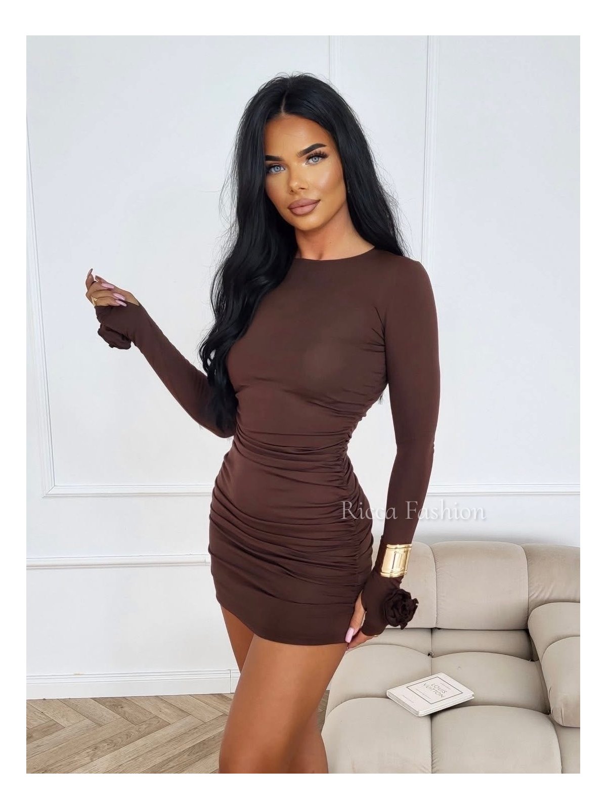 Sukienka z wiskozą premium ROSALIA, chocolate