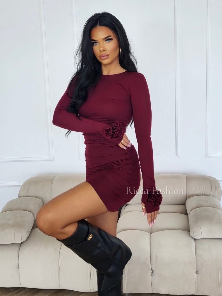 Sukienka z wiskozą premium ROSALIA, bordo