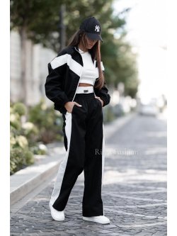 Komplet ortalionowy RETRO, black