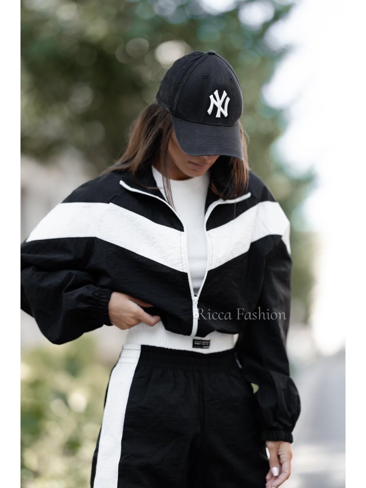 Komplet ortalionowy RETRO, black