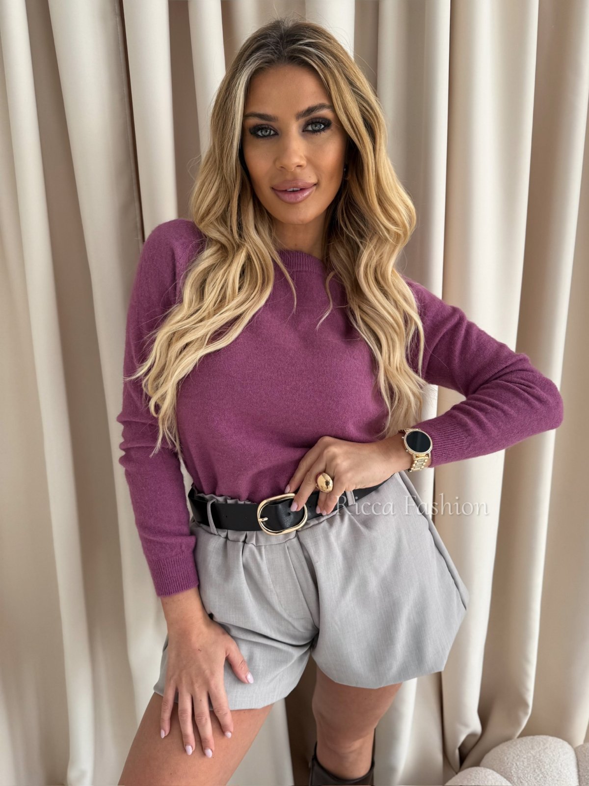 Sweter z wiskozą TIFFI, antique pink