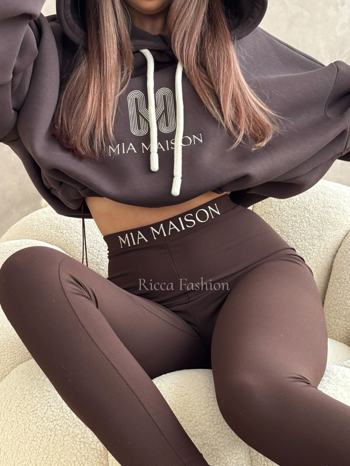 Legginsy prążkowane premium MAISON, chocolate
