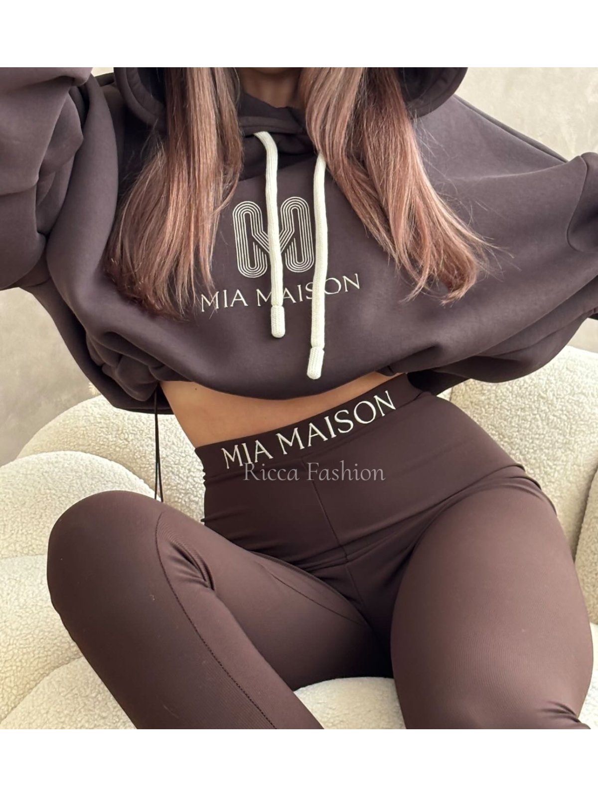 Legginsy prążkowane premium MAISON, chocolate