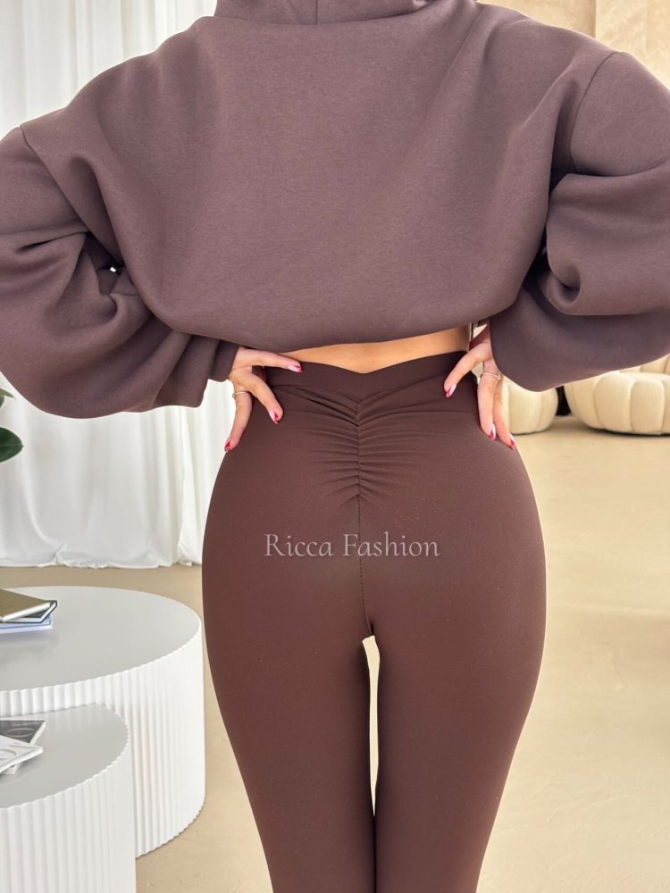 Legginsy prążkowane premium MAISON, chocolate