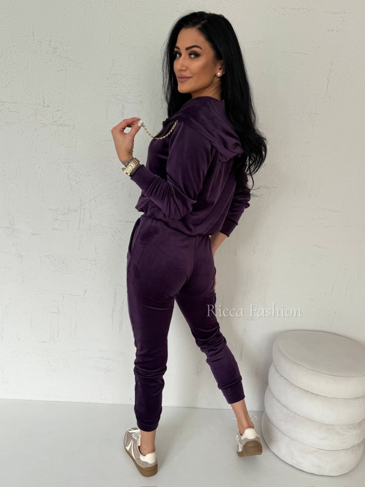 Komplet welurowy FAMOUS by Ricca, plum