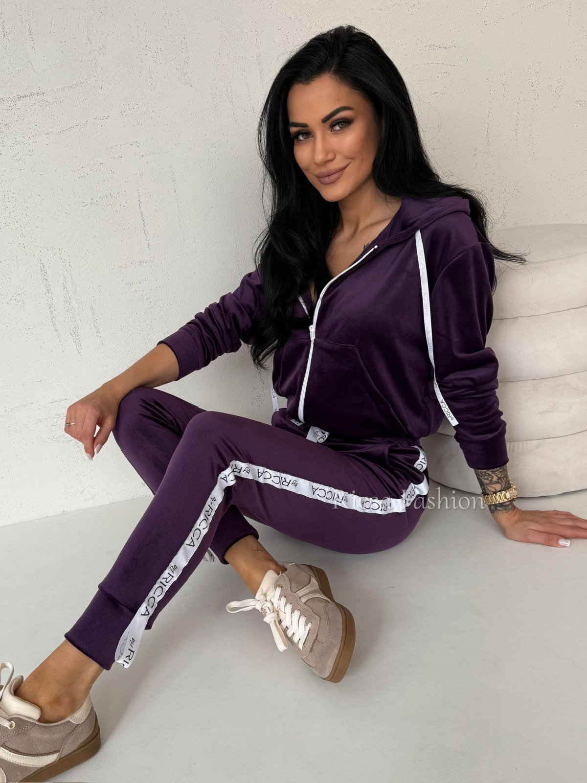 Komplet welurowy ANGEL by Ricca, plum