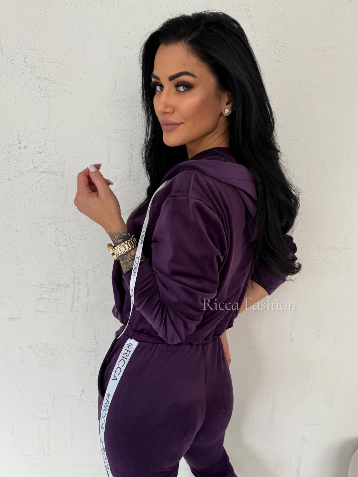 Komplet welurowy ANGEL by Ricca, plum