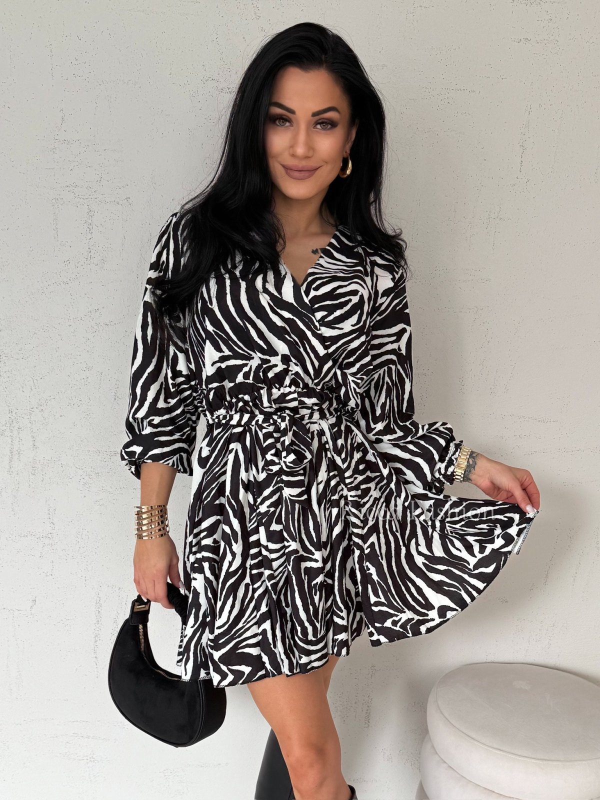 Sukienka z wiskozy GIOVANNA, zebra/black