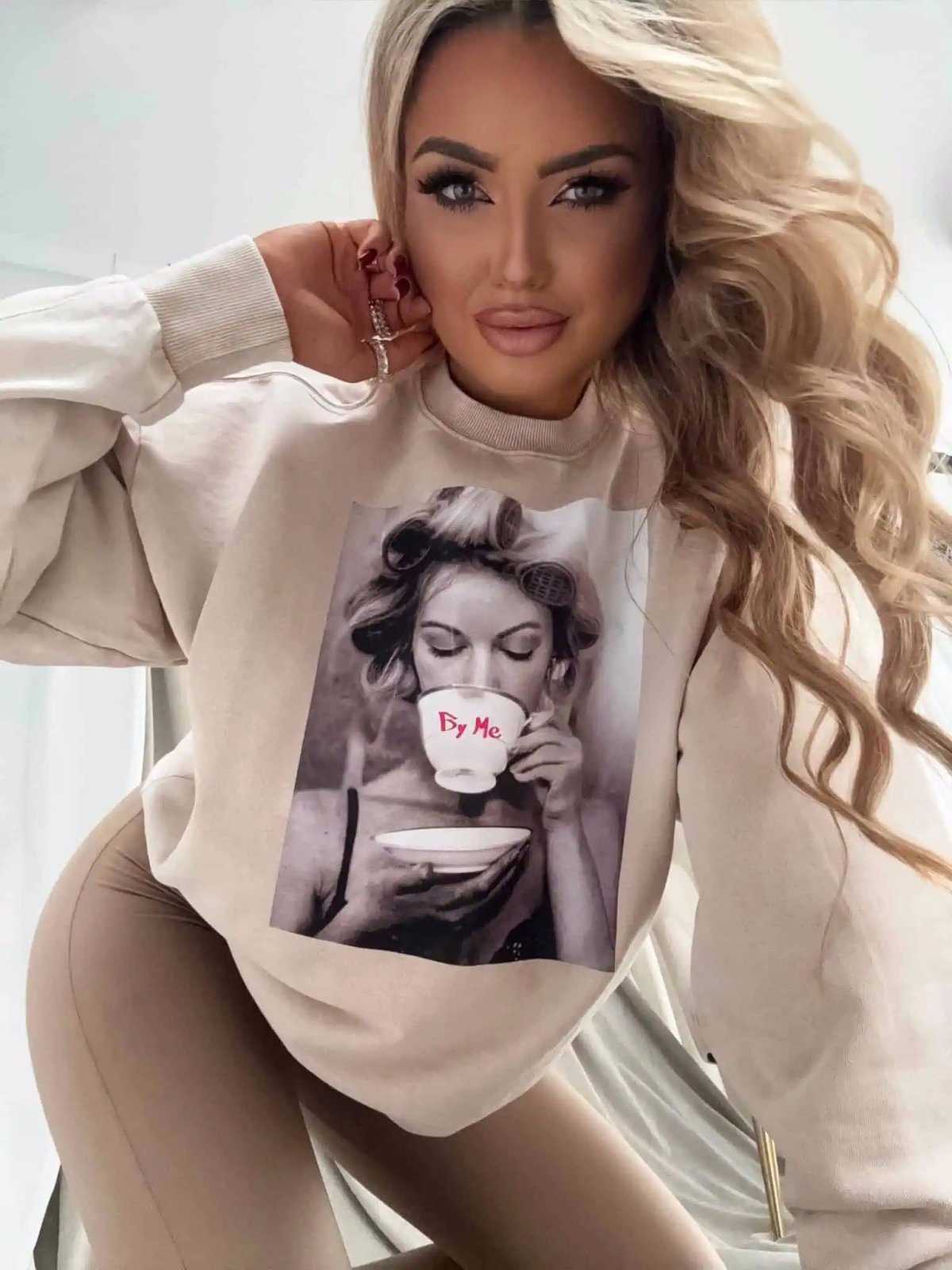 Bluza dekatyzowana ROLLER, jasny beż