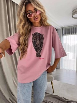 T-shirt MEDIUM TIGER, brudny róż