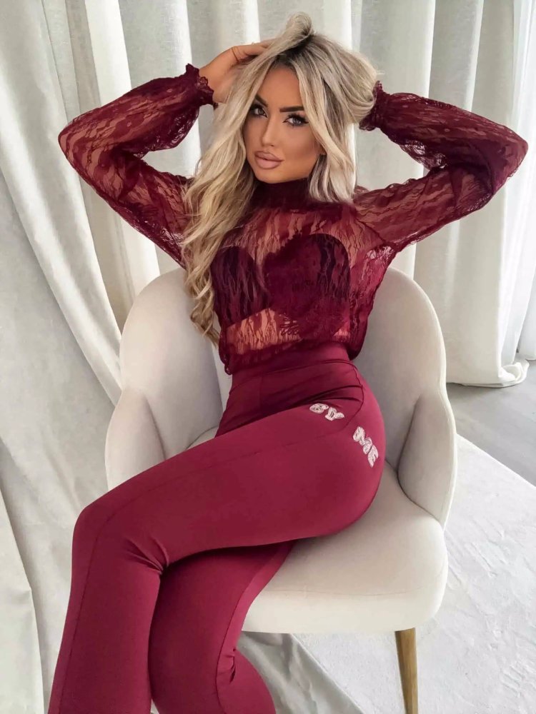 Bluzka koronkowa FLORAL, bordo