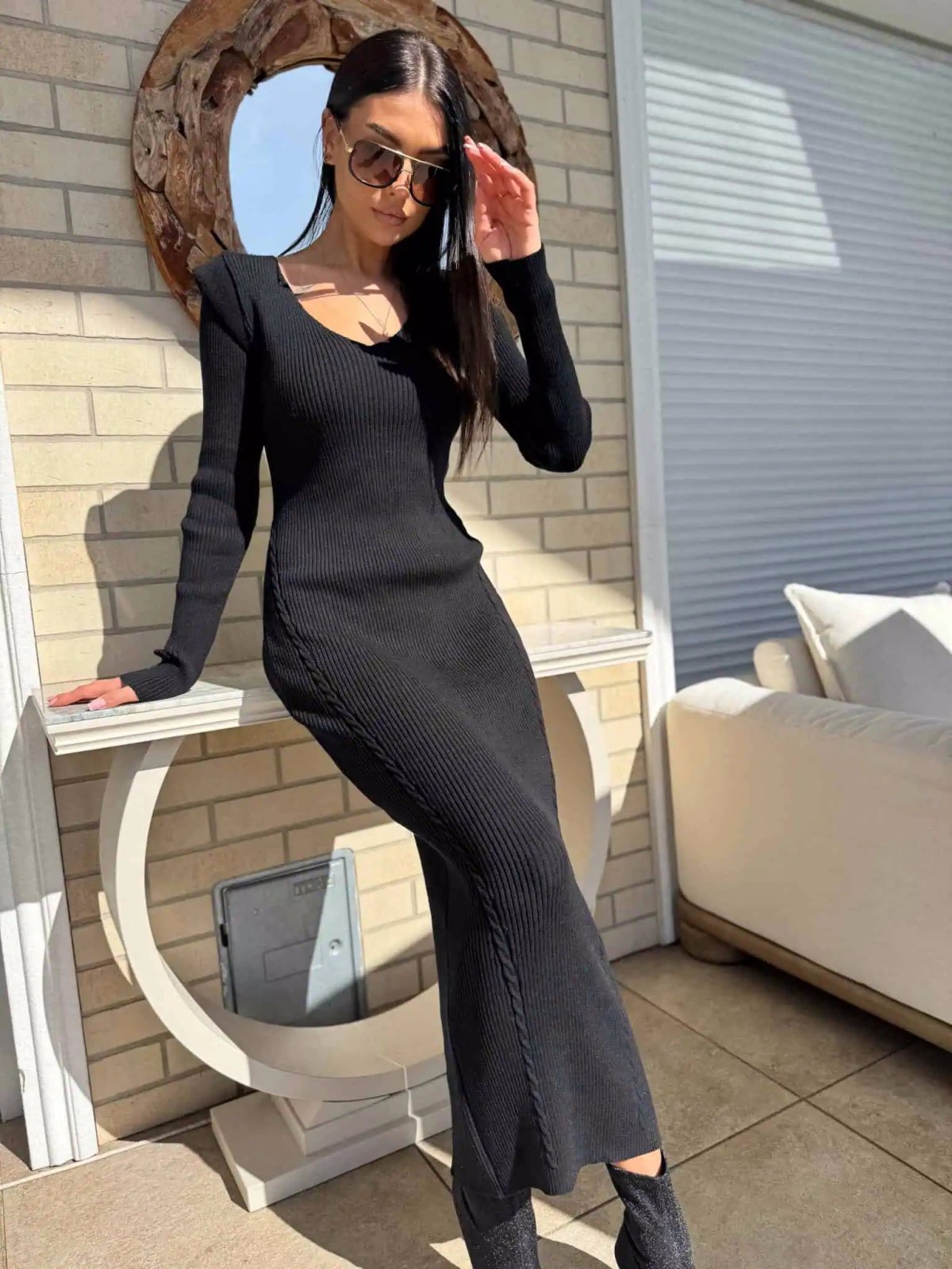 Sukienka z kaszmirem LORDIS, black