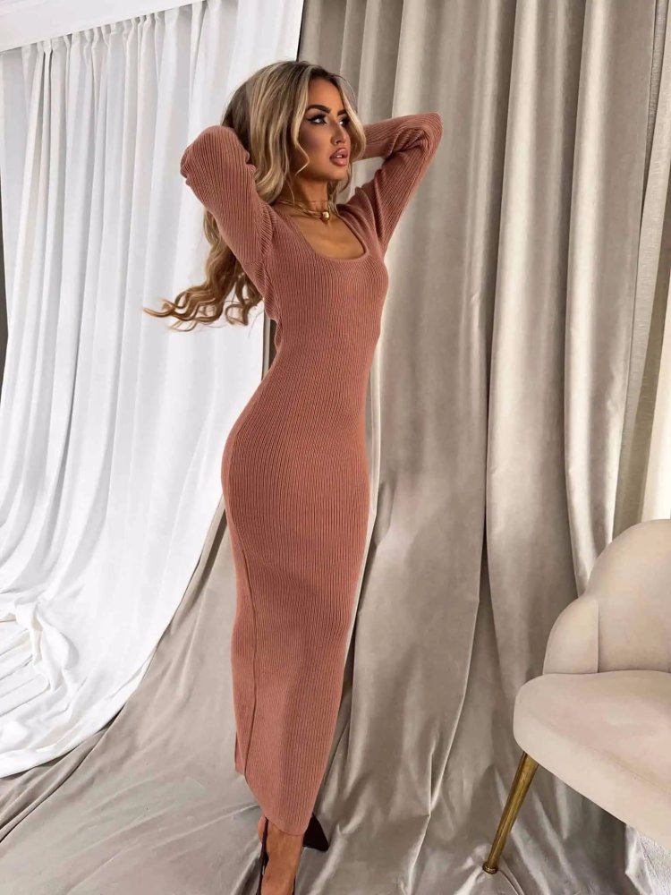 Sukienka z kaszmirem COYA, karmel