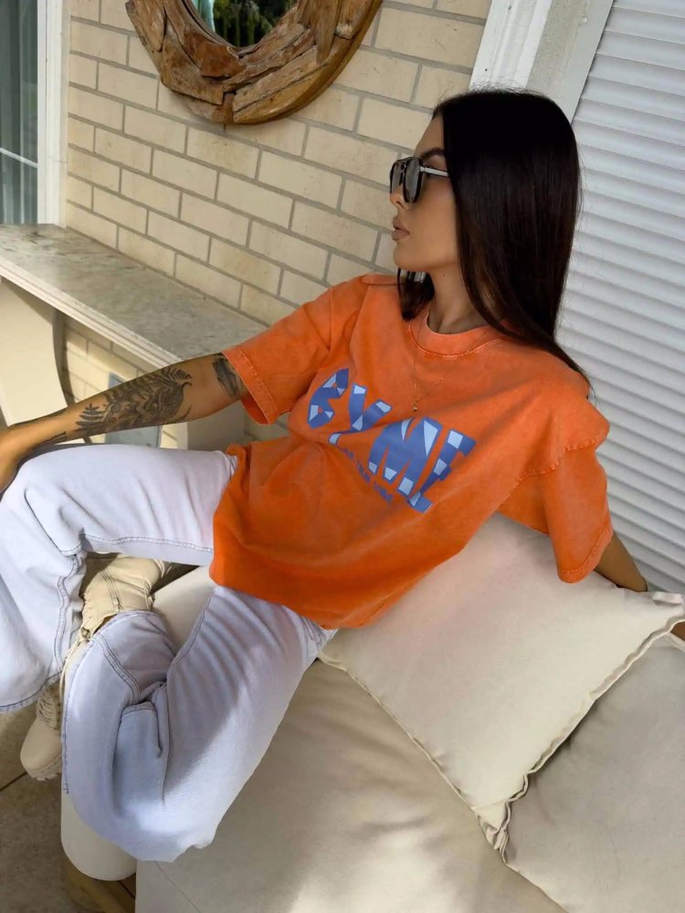 T-shirt dekatyzowany BALEN, pomarańczowy