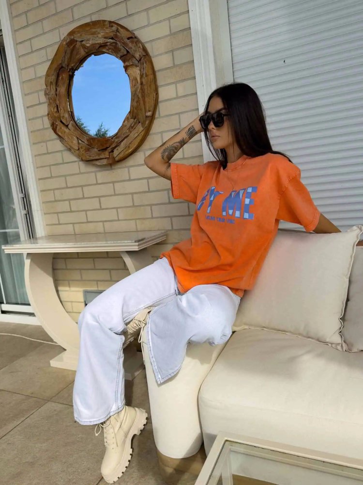 T-shirt dekatyzowany BALEN, pomarańczowy