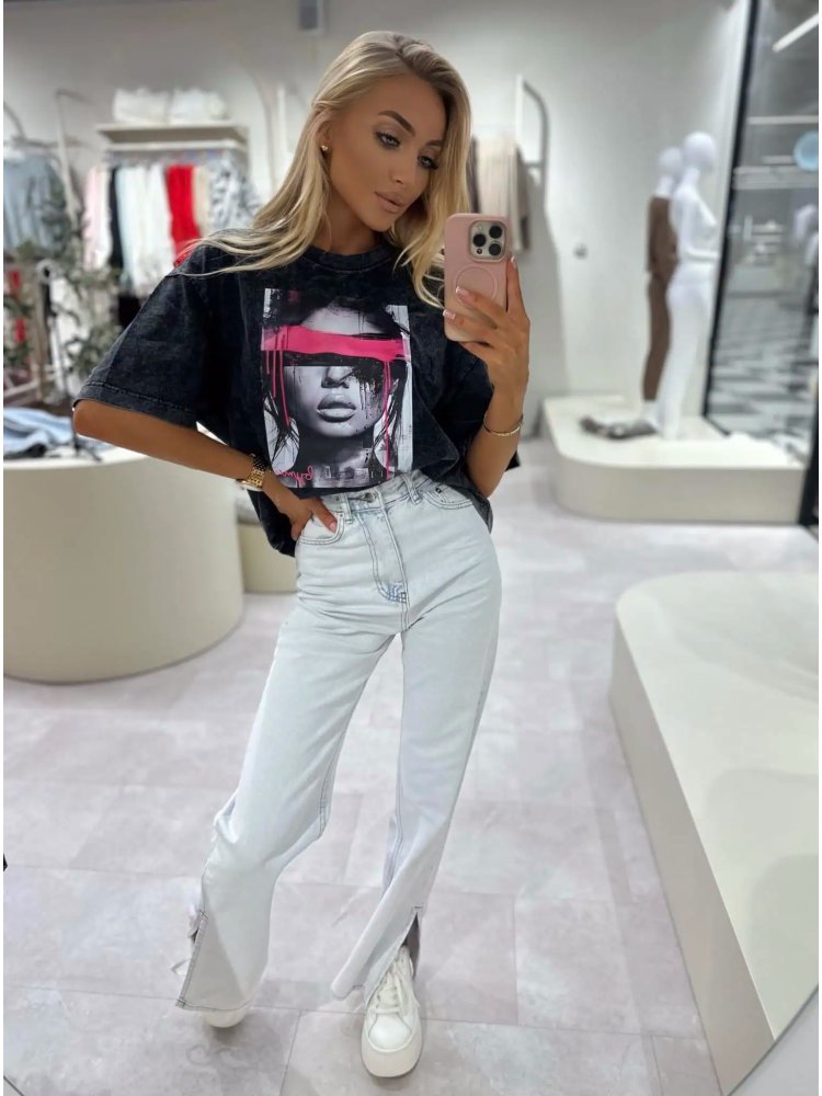 T-shirt dekatyzowany LOCK, czarny