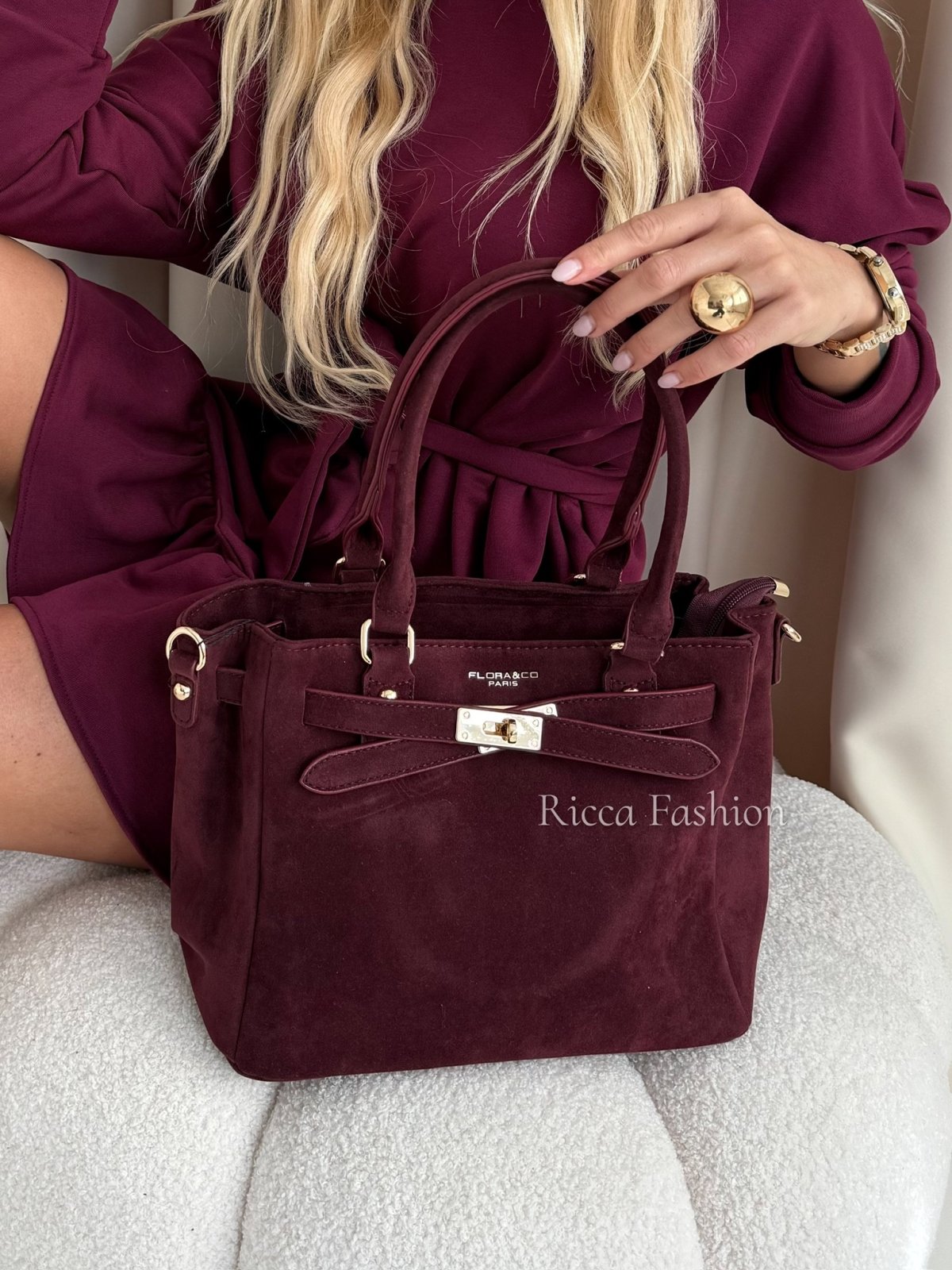 Torebka zamszowa ERMI, burgund