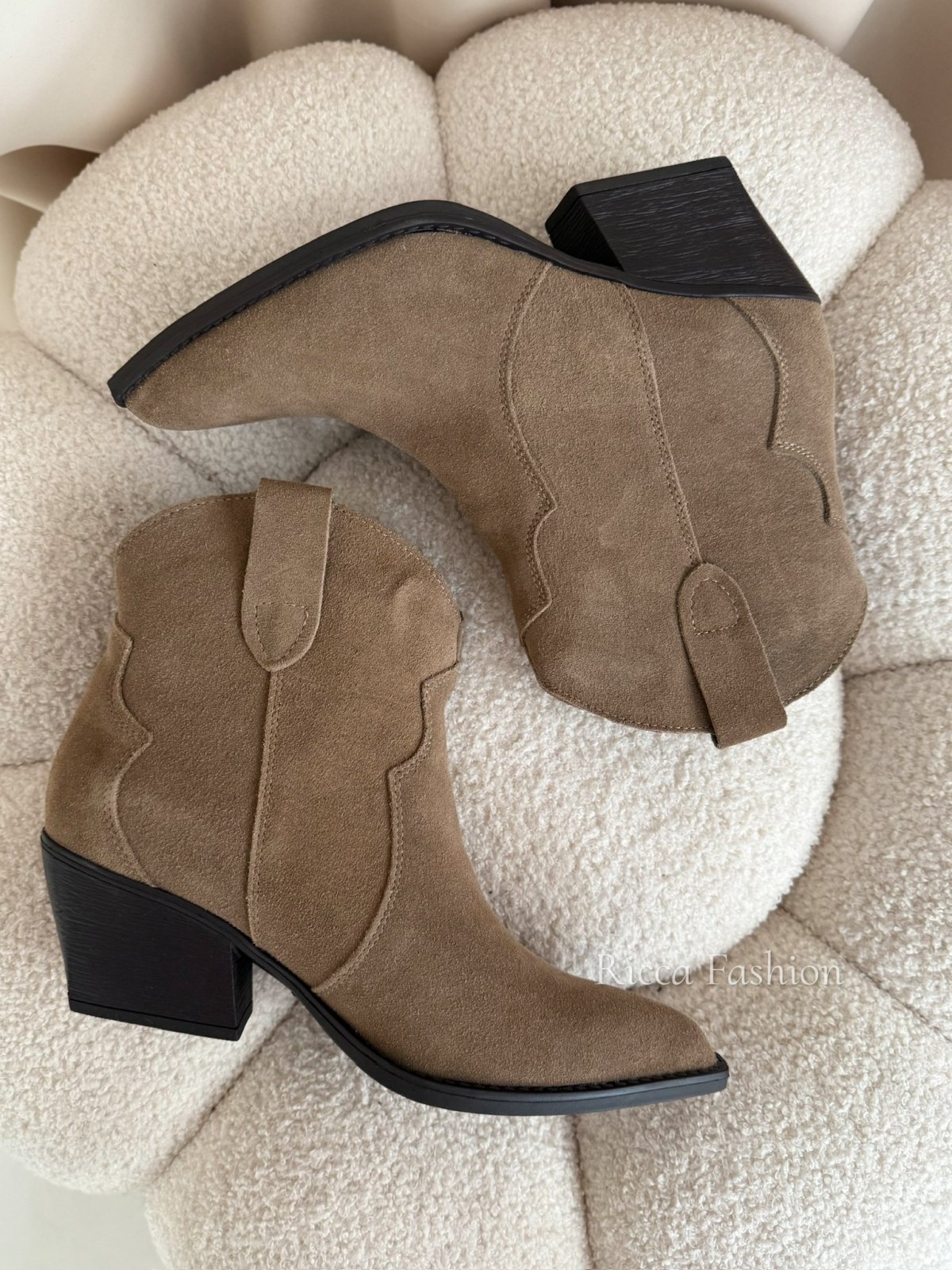 Kowbojki/botki skórzane zamszowe COLORADO, beige