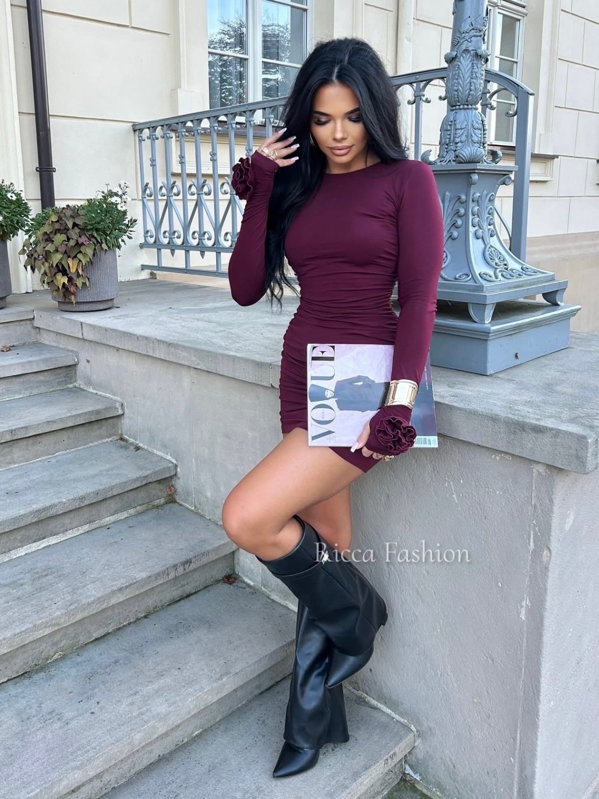 Sukienka z wiskozą premium ROSALIA, bordo