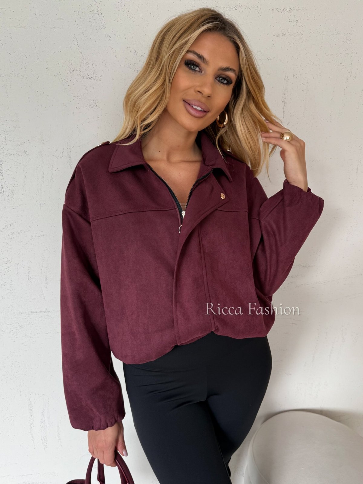 Kurtka zamszowa ZARINA, burgund