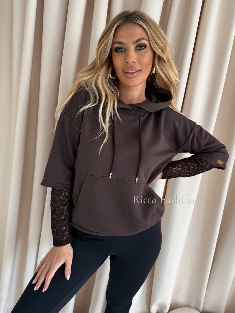 Bluza dresowa LACE, chocolate